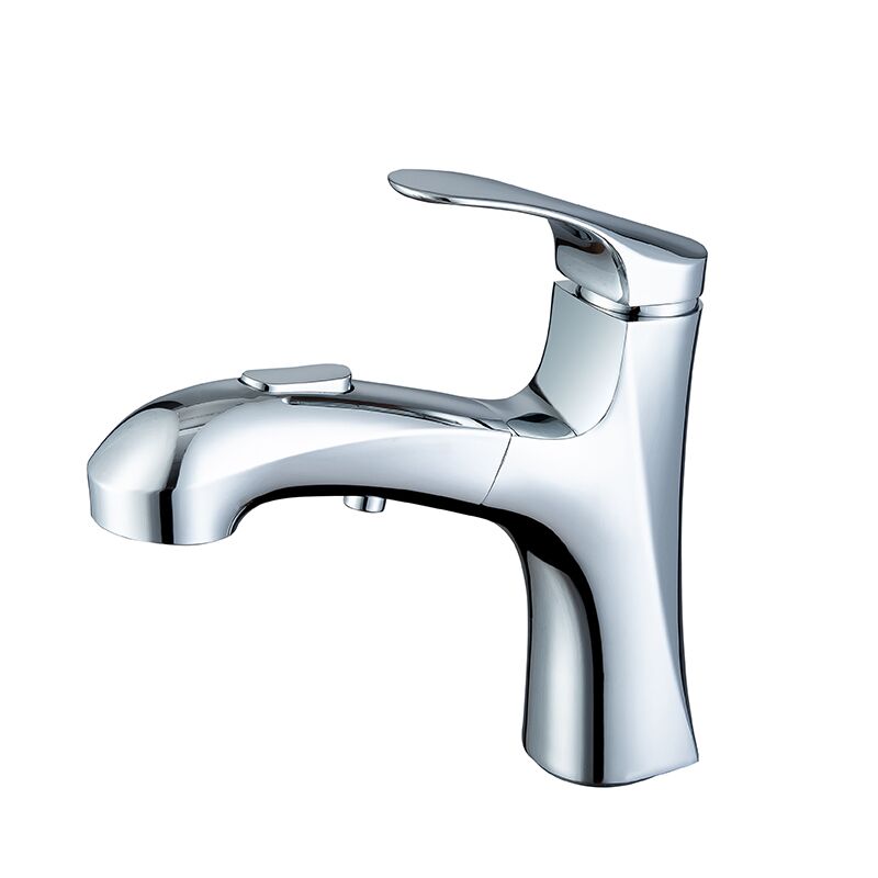 Bathroom brass chrome deck mounted single lever pull out wash basin mixer faucet (1) Bathroom brass chrome deck mounted single lever pull out wash basin mixer faucet (1)