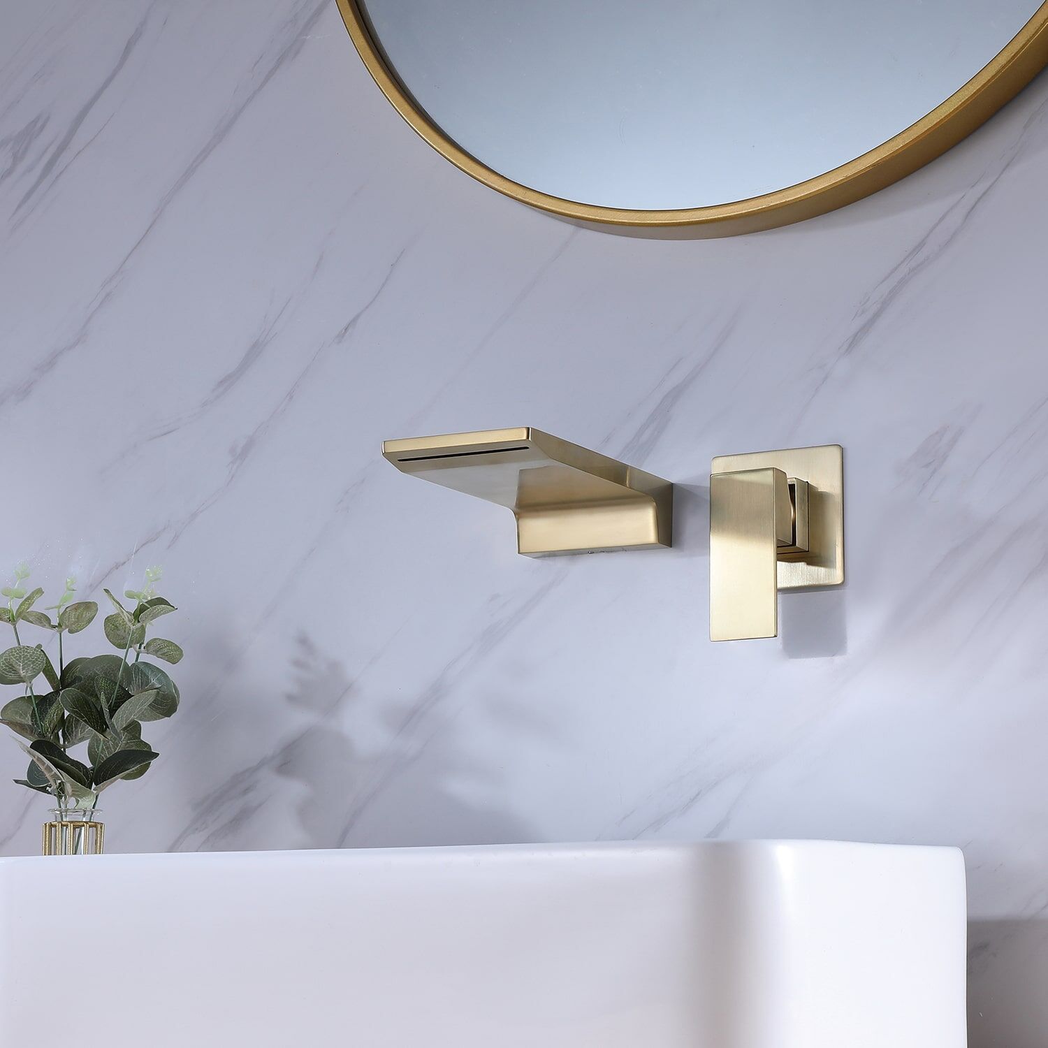 Modern Design Waterfall Wall Mounted Bathroom Hand Wash Basin Faucets-3