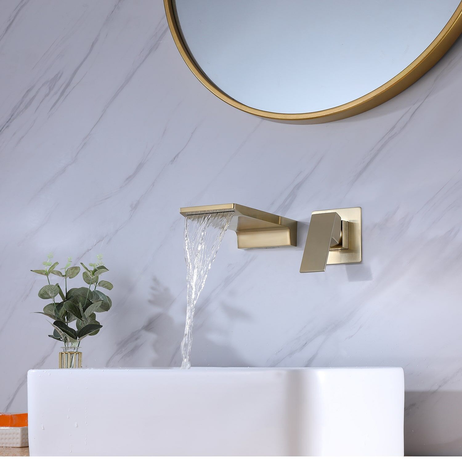 Modern Design Waterfall Wall Mounted Bathroom Hand Wash Basin Faucets-5