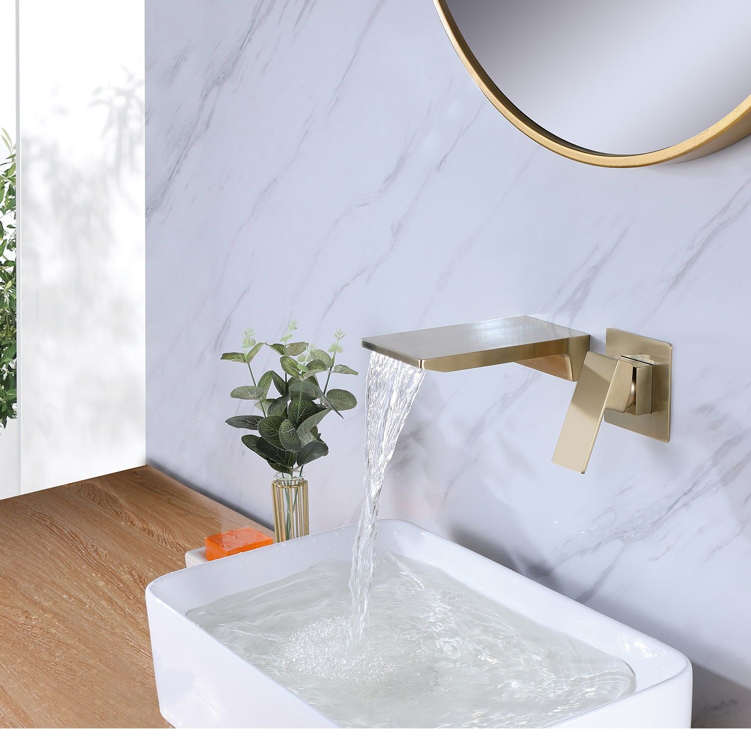 Modern Design Waterfall Wall Mounted Bathroom Hand Wash Basin Faucets-6