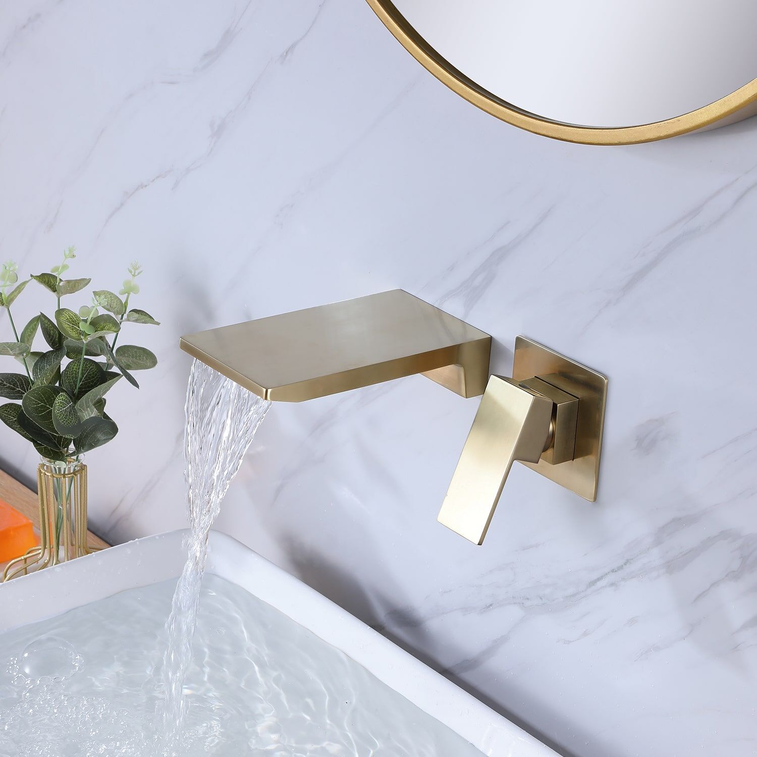 Modern Design Waterfall Wall Mounted Bathroom Hand Wash Basin Faucets-7