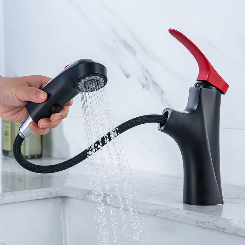 Wholesale black red basin sink pull out faucet pull out matte black bathroom faucet single handle brass vanity faucet (1) Wholesale black red basin sink pull out faucet pull out matte black bathroom faucet single handle brass vanity faucet (1)