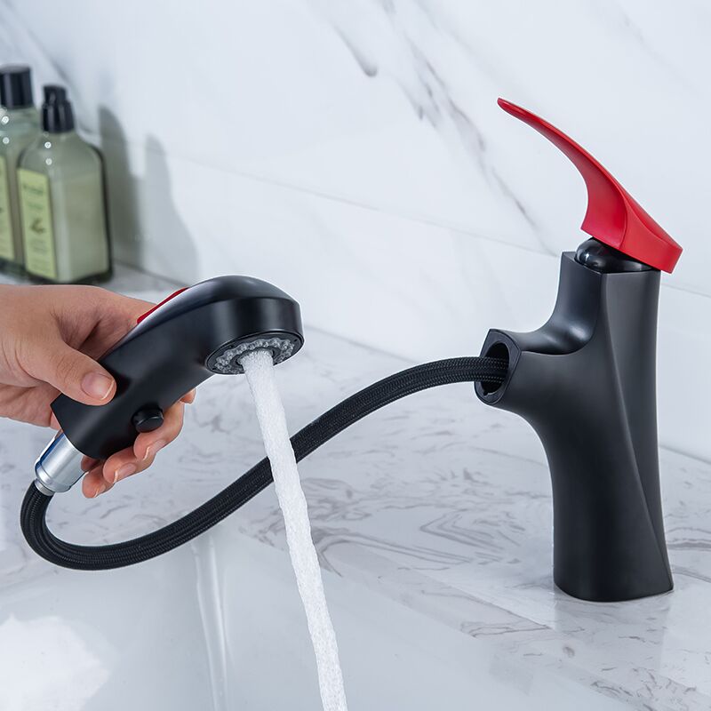 Wholesale black red basin sink pull out faucet pull out matte black bathroom faucet single handle brass vanity faucet (2) Wholesale black red basin sink pull out faucet pull out matte black bathroom faucet single handle brass vanity faucet (2)