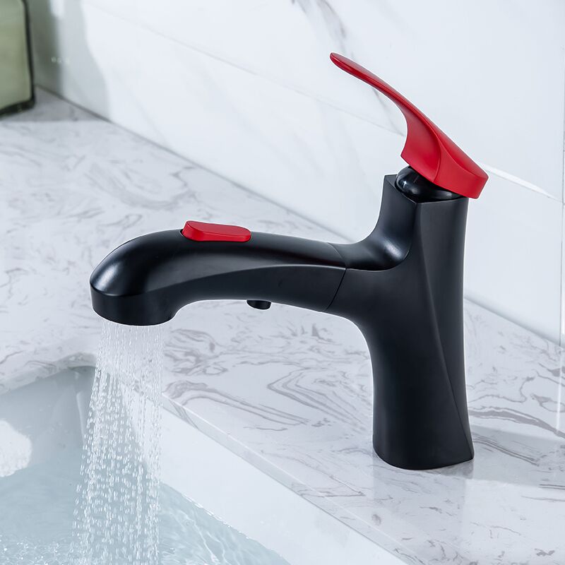 Wholesale black red basin sink pull out faucet pull out matte black bathroom faucet single handle brass vanity faucet (4) Wholesale black red basin sink pull out faucet pull out matte black bathroom faucet single handle brass vanity faucet (4)