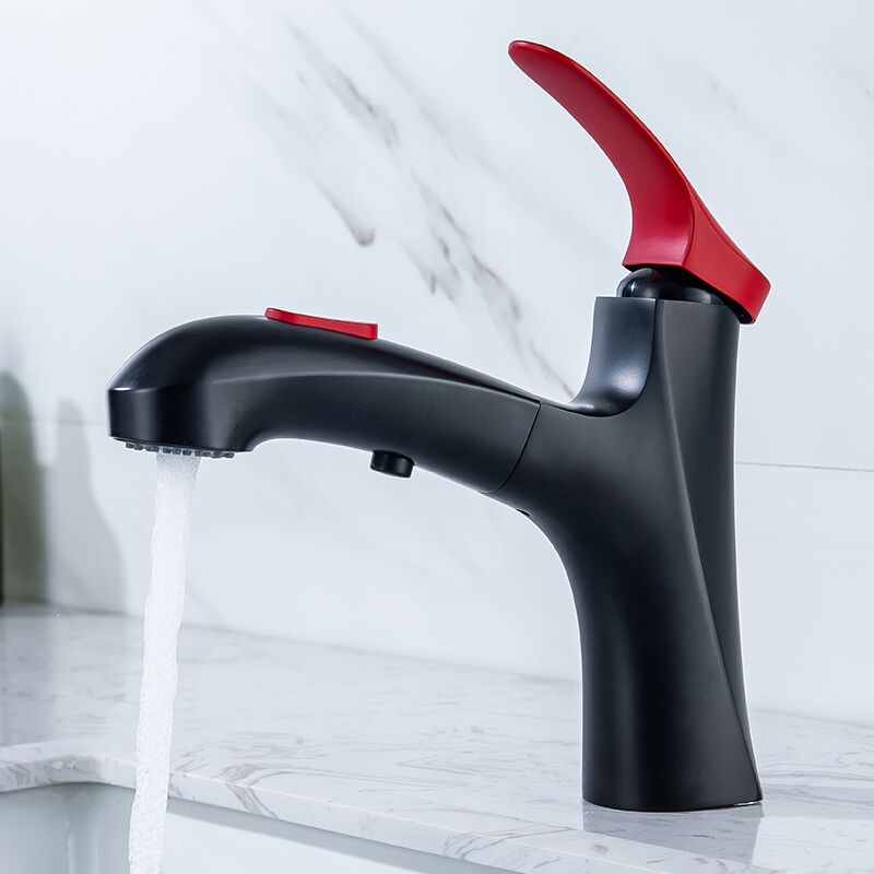 Wholesale black red basin sink pull out faucet pull out matte black bathroom faucet single handle brass vanity faucet (5) Wholesale black red basin sink pull out faucet pull out matte black bathroom faucet single handle brass vanity faucet (5)