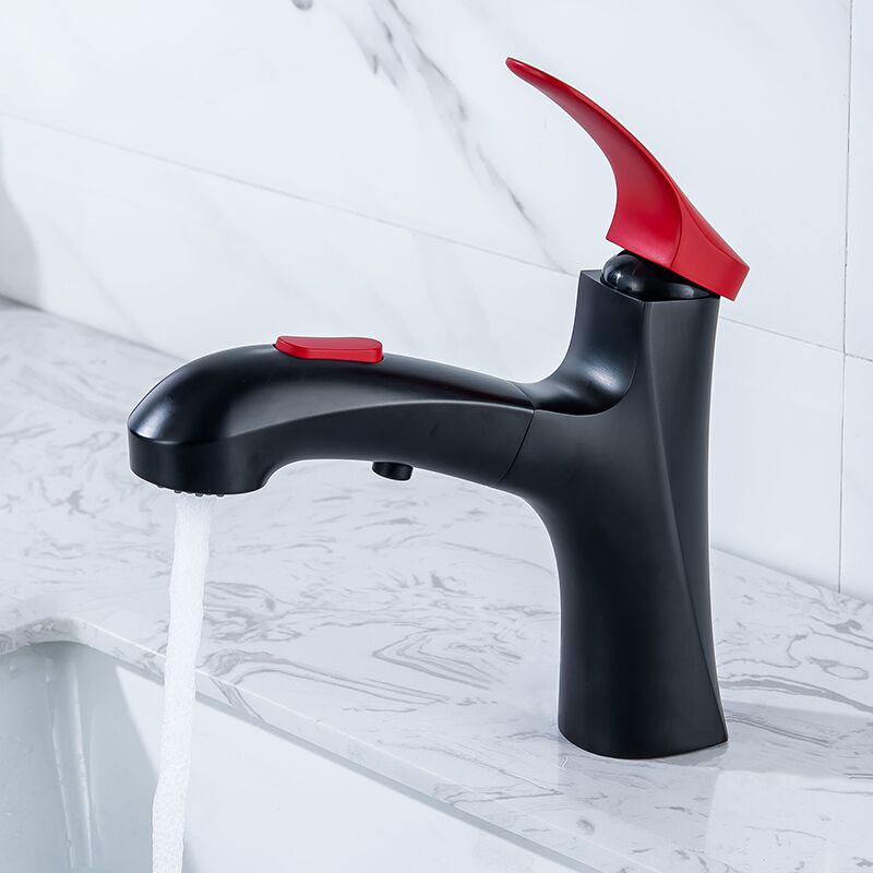 Wholesale black red basin sink pull out faucet pull out matte black bathroom faucet single handle brass vanity faucet (7) Wholesale black red basin sink pull out faucet pull out matte black bathroom faucet single handle brass vanity faucet (7)