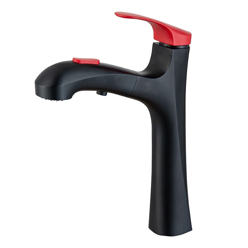 Wholesale matte black red strip high basin sink pull out the faucet pull out the bathroom faucet single handle brass wash basin faucet (6) Wholesale matte black red strip high basin sink pull out the faucet pull out the bathroom faucet single handle brass wash basin faucet (6)
