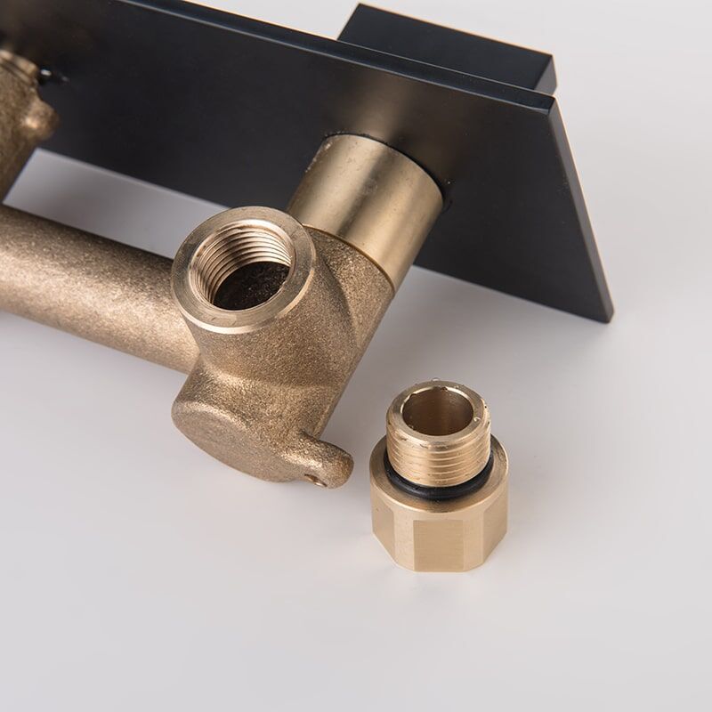 brass 2 lever handles square wall mounted Waterfall bathroom sink basin faucet-10