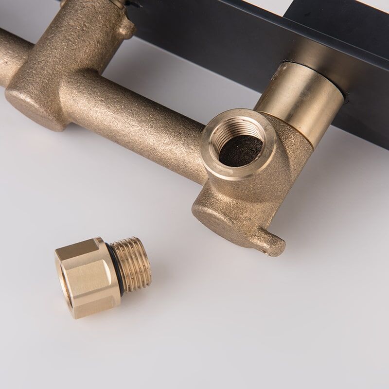 brass 2 lever handles square wall mounted Waterfall bathroom sink basin faucet-11