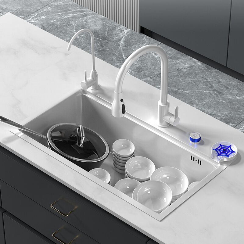 304 stainless steel handmade sink waterfall rainfall single bowl white kitchen sink MP KS-009-2