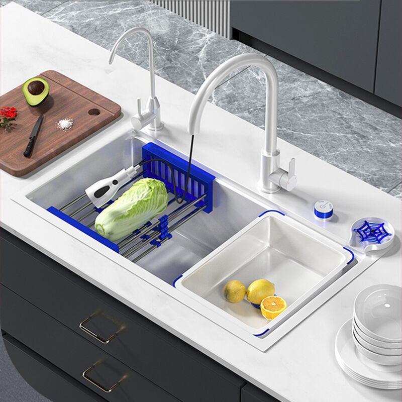 304 stainless steel handmade sink waterfall rainfall single bowl white kitchen sink MP KS-009-3