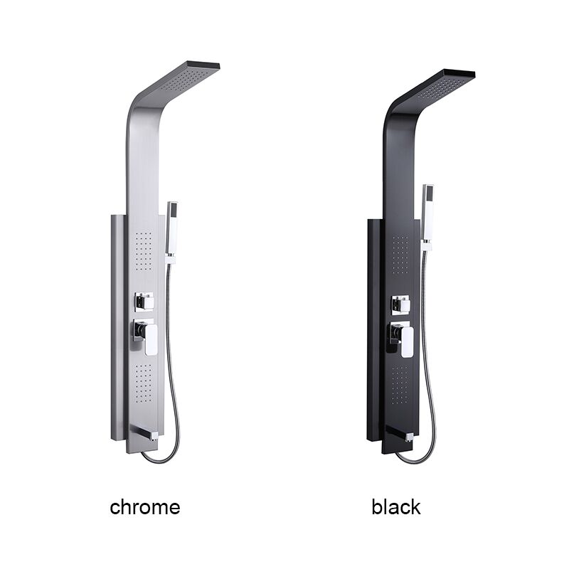 column showers Square Bathroom Shower System Black Bathtub Mixer Faucet Hot Cold Bathroom Tap Thermostatic Shower Set shower set,bathroom faucet shower set,thermostatic lebathroom shower set