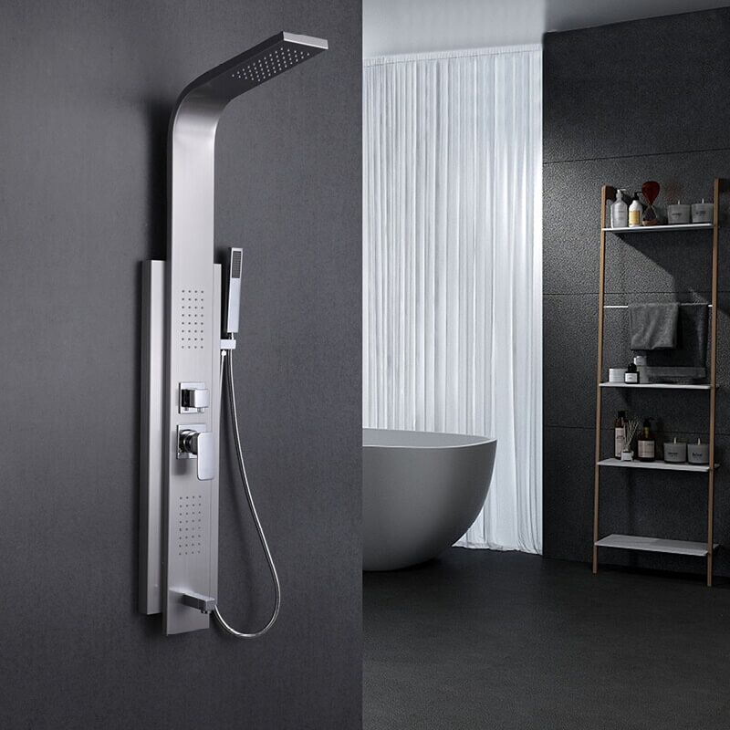 shower column Rainfall Shower Head with Handheld Contemporary Square Black mopo foshan System Bathroom Luxury Rain Mixer Shower Set